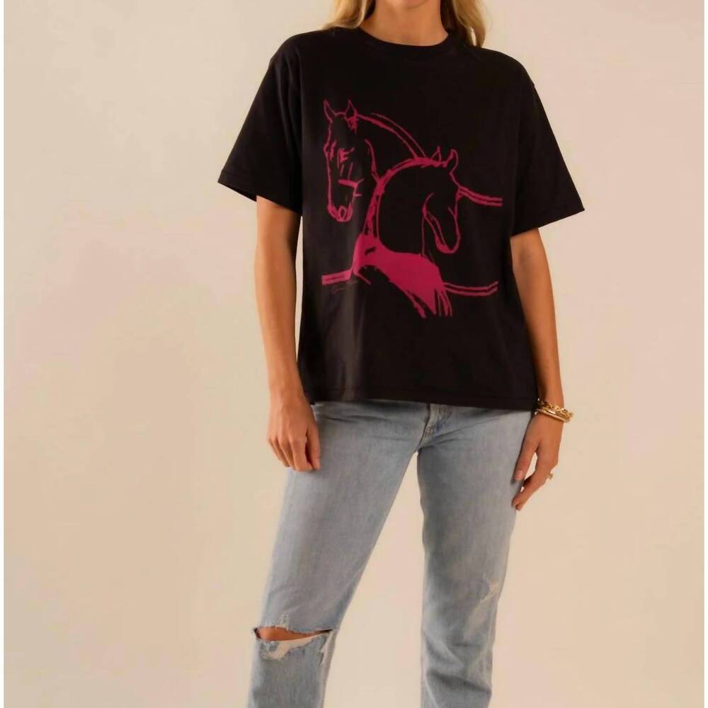 NEW CARE TUCKER marlie short sleeve tee in horses embrace black